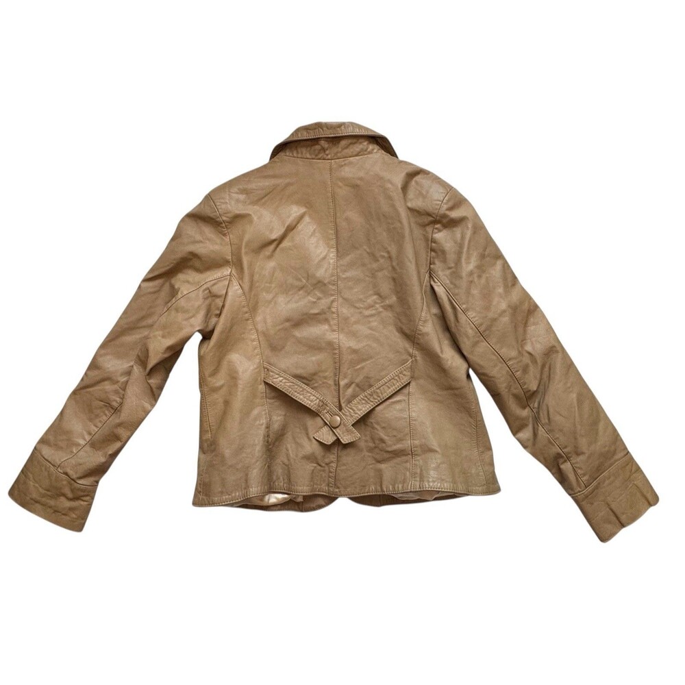 Ferras VTG Leather Blazer Jacket Y2K Tan Size 5 M-L - Picture 2 of 5